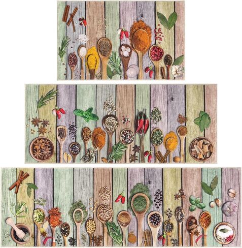 مجموعات سجاد مطبخ Vaukki Boho من 3 قطع، سجادات مطبخ قابلة للغسل للأرضية، سجادة أرضية ناعمة غير قابلة للانزلاق للمطبخ وغرفة الغسيل والممر (أزرق مخضر، 20 بوصة × 32 بوصة + 20 بوصة × 47 بوصة + 20 بوصة × 59 بوصة '') in Kuwait