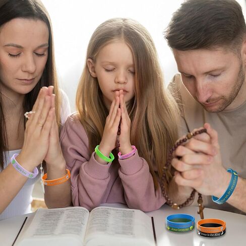 12 Piece Christian Bible Verse Rubber Wristbands - Inspirational, Strength, Faith, Hope, Believe in Jesus Bracelets with Christian Symbols and Scripture Verses in Saudi Arabia