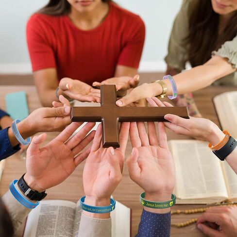 12 Piece Christian Bible Verse Rubber Wristbands - Inspirational, Strength, Faith, Hope, Believe in Jesus Bracelets with Christian Symbols and Scripture Verses in Saudi Arabia
