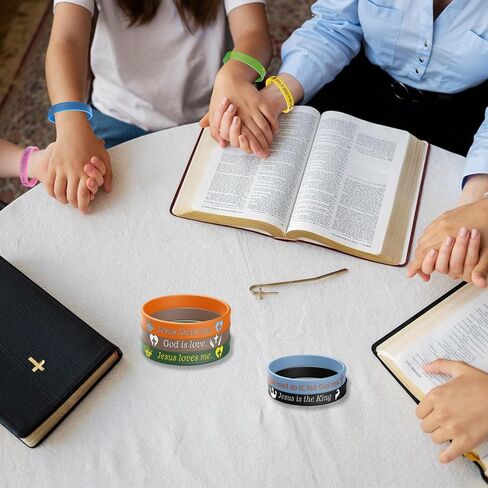 12 Piece Christian Bible Verse Rubber Wristbands - Inspirational, Strength, Faith, Hope, Believe in Jesus Bracelets with Christian Symbols and Scripture Verses in Saudi Arabia