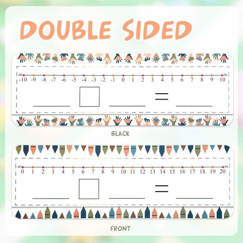 40 Packs Number Line Dry Erase Boards Cards, Double Sided Writable and Erasable Board Card Featuring -10-10 Number Line On One Side 0-20 On The Other, Classroom Must Haves Boards for Students in Saudi Arabia
