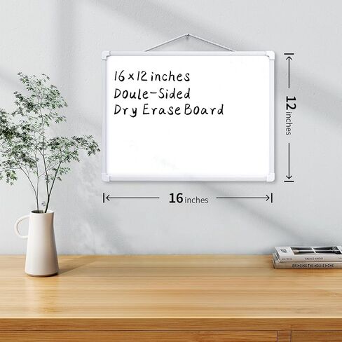 Monthly Calendar Dry Erase Board, 16"x12" White Board Dry Erase for Wall, Small Hanging Dry Erase Board, Double-Sided White Board for Home, Office, or School in Kuwait