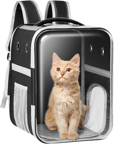 CALL CAT Backpack Carrier Dog and Cats Backpack Pbeble ، حاملة كيس CAT CAPSULE ، حقائب ظهر للحيوانات الأليفة بانوراما للتنفس ومناسبة لركوب الدراجات/السفر/التخييم/المشي (أسود) in Kuwait