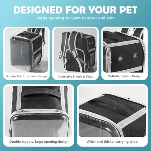 CALL CAT Backpack Carrier Dog and Cats Backpack Pbeble ، حاملة كيس CAT CAPSULE ، حقائب ظهر للحيوانات الأليفة بانوراما للتنفس ومناسبة لركوب الدراجات/السفر/التخييم/المشي (أسود) in Kuwait
