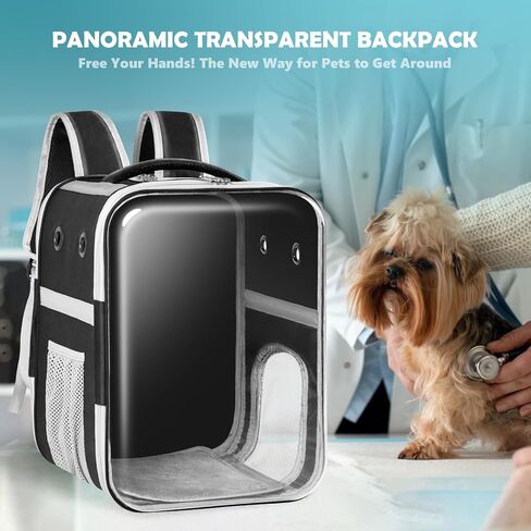 CALL CAT Backpack Carrier Dog and Cats Backpack Pbeble ، حاملة كيس CAT CAPSULE ، حقائب ظهر للحيوانات الأليفة بانوراما للتنفس ومناسبة لركوب الدراجات/السفر/التخييم/المشي (أسود) in Kuwait