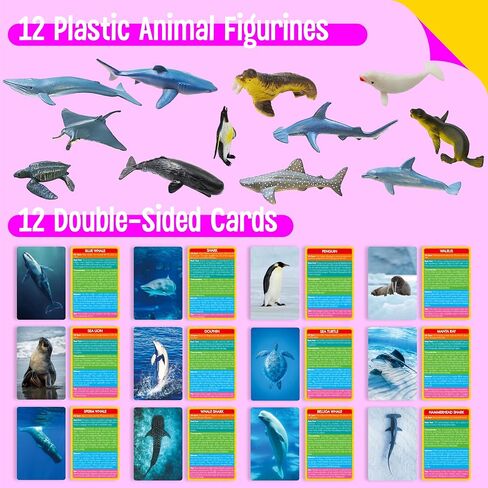 15 PCS Safari Animal Figurines with 15 Introducing Flashcards, Realistic Zoo Animal Figures Montessori Toys Science Educational Matching Game for Homeschool Preschool Toddler Kids in Saudi Arabia