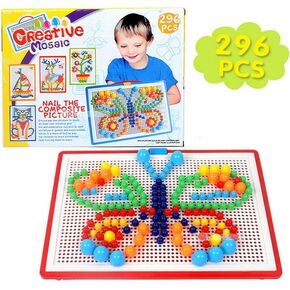 296pcs الفطر Peg اللغز عد اللوحة الوتد لوحة الفسيفساء Pegboard Portable اللغز الجدول الرقصات الجدول PEG لوحات اللوحة اللوحة الزر ART