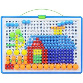592pcs Pegboard Mushroom Nail Jigsaw Puzzle Daushroom Nails Toy For Kids Age 3+