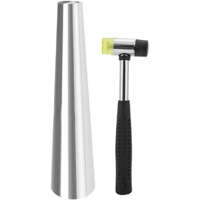 Bracelet Mandrel, Stainless Steel Round Bracelet Mandrel Measuring Rubber Hammer Jewelry Making Tool for Jewelry Repair Making
