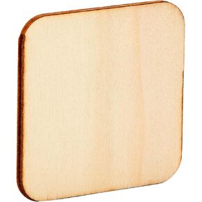 60 Pack 2x2 Wood Squares for Crafts, 2.5mm Unfinished Wood Cutouts with Rounded Corners