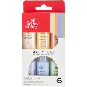 Acrylic Paint, Set of 6, Jewel Tone Colors, Vibrant, Rich Pigment, Non-Toxic, For Beginner Artists