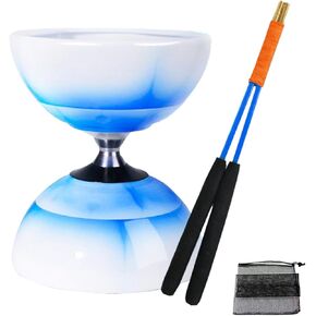 مجموعة Yoyo Diabolo الصينية - Triple Bearing Diabolo Juggling Toy مع عصي Diablo ، وسلسلة وصافي حقيبة (أزرق)