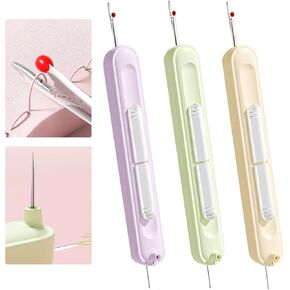 Threaders Needle ، 3pcs 2 في 1 إبرة seam seam ripper لغرز اليد ، thoulder إبرة أوتوماتيكية ترقية مع إبر إدخال الخيط الموسيقي ، لوازم الخياطة ، أداة مزيل خياطة الخياطة