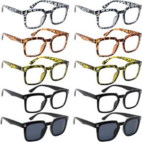 نظارات قراءة للنساء من BLUELESS، 10 أزواج، قارئات عين القطة للسيدات، تصميم منقوش +0.50 in Kuwait