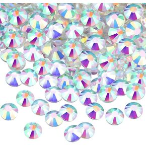 1440 Pack Crystal Flat Back Rhinestone Round Diamante Gems, Non-Self-Adhesive (Crystal AB, 5 MM)