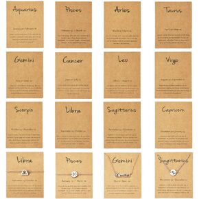 Fashewelry 120pcs Jewelry Display Cards Zodiac Bracelet Necklace Cards for Selling 12 Constellations Jewelry Holders for Hanging Packing Display