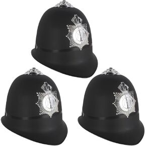 3 Pack British Bobby Policeman Helmet Cop Officer Hat for Halloween Party Costumes