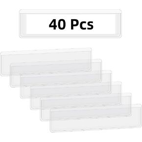 40 Pack Self Adhesive Label Holders Adhesive Clear Shelf Tag Plastic Index Card Pockets for Mailbox Bookshelf Supermarket Storage Bins Label Holder Library Shelf Labels Holder Index Label Pockets