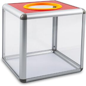 صندوق الاقتراع من Klmnop Acrylic Lottery & Donation ، صندوق لعبة كرة صافٍ 20 سم ، حاوية مكعبة لجمع التبرعات ، السحوبات ، الاقتراحات والتصويت (3.9 "الافتتاح)