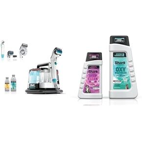 Shark Px251 Stainstriker Hairpro Pet ، بقعة محمولة ، وصمة عار ، ومزيل الرائحة ، والملحقات وحلول التنظيف + حزمة الحيوانات الأليفة (32 أوقية أوقية مضاعفة الصيغة وصيغة الحيوانات الأليفة العميقة البالغة 16 أوقية)