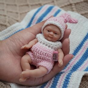 4.5 "Reborn Baby Baby Doll Silicone كامل الجسم دمية حديثي الولادة واقعية ， دمى الأطفال واقعية حديثي الولادة من السيليكون تخفيف الإجهاد الكامل （فتاة （