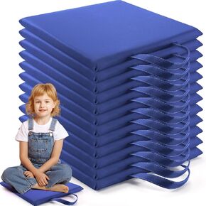 Suzile 12 Pcs 12'' Floor Cushions for Classroom Flexible Floor Seating with Handles Classroom Carpet Cushions for Kids Toddlers Daycare Preschool Furniture(Bright Color,Square)