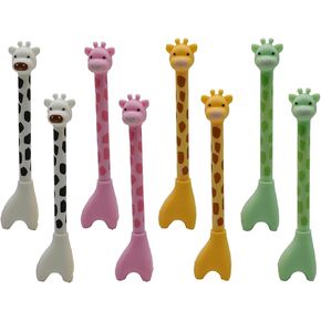 Maydahui 24 PCS Giraffe Shape Rollerball Pen Cute Donkey Pens Cartoon Animal Pen Black Ink Creative Pedestal Design for School Students Party Office