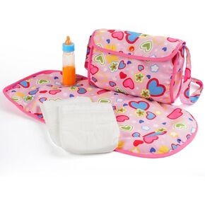 Babeside 5 PCS Baby Diaper Bag مجموعة مع زجاجات سحرية ، وملحقات الأطفال تشمل حصيرة متغيرة ، وحفازات وزجاجة مع حليب مختفي مقابل 17-22 بوصة هدية أطفال