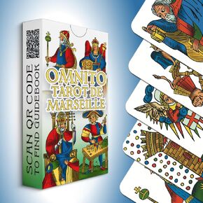 Tarot of Marseille 78 Tarot Card Set | Pocket-Sized (4.13" x 2.3") Borderless Deck | Fortune Telling Cards | Classic Meanings with Online Guide Book for Beginners