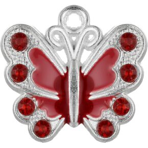 RUBYCA Silver Plated Butterfly Enamel Charm Beads Pendants for Jewelry Making DIY 28pcs Mix