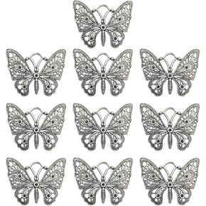 10-Pack Antique Silver Zinc Alloy Butterfly Charms: Premium Pendants & Metal Jewelry Findings for DIY Necklace Making