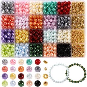 2100pcs مجوهرات صنع مجموعات للبالغين النساء مع خرزات اللؤلؤ الكريستال قذيفة وفيروز ، و 20 لونا حبة مع مجموعة من الخرز الذهب مجموعة للأسوار ، والقلادة ، حلقة الحرف اليدوية مجموعة المجوهرات