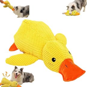 بطة مهدئة - 2025 دعم عاطفي جديد للكلاب لعبة ، ألعاب Pet Pet Plush ، ألعاب مضغ ، البط الداخلي التفاعلي في الهواء الطلق (أصفر ، كبير)