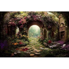 حديقة حوض السمك الخلفية غامضة حديقة خيالية مع الممر والزهور terrarium خلفية قصص خيالية حديقة ملونة الزهور الأسماك الخزان الخلفية ضبابية الغابة الخلفية 36x18in