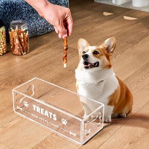 Dog Treat Container Pet Food Storage with 3 Big Plastic Jars - Acrylic Cat Treat Holder Pet Food Organizer