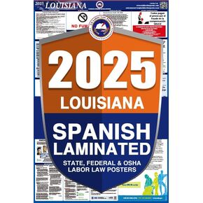 ملصق لويزيانا لوس أنجلوس الشامل للامتثال في مكان العمل وقانون العمل لعام 2023 (الولاية الفيدرالية وإدارة السلامة والصحة المهنية) ورق عادي باللغة الإنجليزية