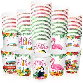Roshtia 100 PCS Party Party Paper Cups Bulk 9 Oz Cumpts يمكن التخلص منها في هاواي آلها تيكي لواو.