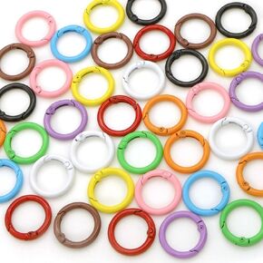 30PCS Metal Spring O Rings Rings Round Carabiner Keyring ، BetterJonny Colored 25mm Spring Keyrings Buckle Snap Clip Trigger for Keychain Pass Parse Craft DIY (لون مختلط)