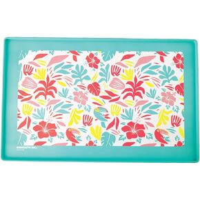 Bigmouth Inc pet placemat ، حصيرة طعام للحيوانات الأليفة للطعام والمياه ، جرو أساسيات ديكور المنزل ومستلزمات الحيوانات الأليفة - استوائية