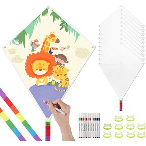 20 PCS DIY فارغة فارغة للأطفال بكميات كبيرة ، مجموعة طائرة ورقية للأطفال ، 23.6 بوضع طائرات ماسية فارغة بالجملة للطلاء مع 20 قبضة يدوية ، سلاسل 98 قدمًا و 2 POPACK × 12 لونًا - يسهل الطيران للطائرات الورقية للطفل