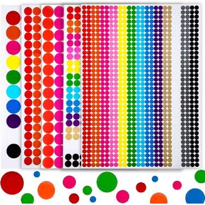 Boao 20 Sheets Polka Dots ملصقات ملونة دائرة النقطة ملصقات ملصقات ترميز ملصقات Neon Rainbow Color for Office ، الفصل الدراسي ، الأوراق (المعكرون ، 5 أحجام)
