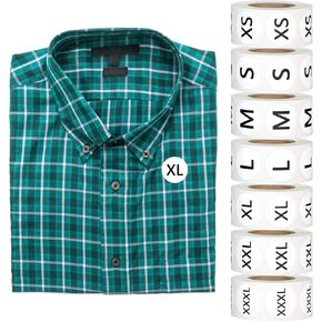 3500 Clothing Size Stickers, 7/8 Inch Round Self-Adhesive Size Sticker Labels, Colored Stickers with White Text, 7 Rolls, 7 Sizes XS, S, M, L, XL, XXL, XXXL for Clothing T-Shirt Retail