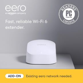 موسع شبكة Wi-Fi 6 ثنائي النطاق من Amazon eero 6 - يعمل على توسيع شبكة eero الحالية