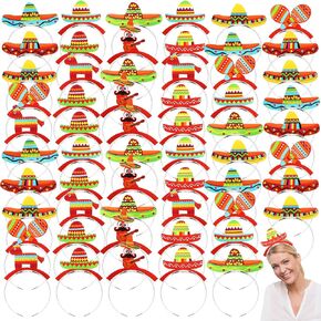 yunlly 60 pcs sombrero party hats bulk cinco de mayo sombrero beadbands 10 styles colorful paper taco baphers fiesta party supplies mexican movie decorations and party favors