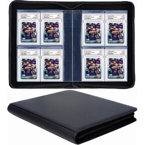 40 Pockets Graded Card Binder, Toploading PSA Slab Holder Album, PU Leather Graded Card Storage Binder, Premium 4 Pocket PSA Card Binder Album with Sleeves (White)