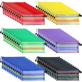 Qwork 72 PCS Pencil Bacees Bulk ، 6 Colors Mesh Mesh Zipper Pouches ، 9x4.7 Inch Cases Nylon Pencil