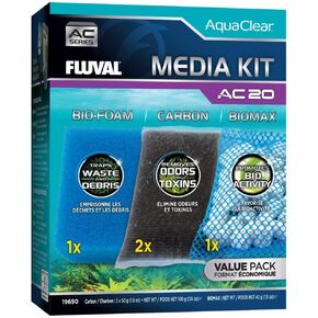 Fluval - مجموعة صيانة الوسائط لمرشح الطاقة AC20 - للاستخدام في أحواض المياه العذبة والمياه المالحة