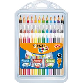 طقم تلوين الأطفال BIC للأطفال - 8 أقلام محسوسة / 8 أقلامًا ملونة / 12 Chalks / Plastic accy 36