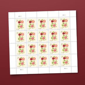 Peonies 2024 3-Cent (Sheet of 20) Denominated Mail-use Additional Postage Stamps