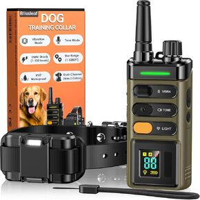 Dog Shock Collar, IPX7 Waterproof Dog Training Collar with Remote, 5280FT, 4 Training Modes, Vibration, Electric Shock Rechargeable E-Collar for Large Medium Small Dogs (15-120 Lbs)